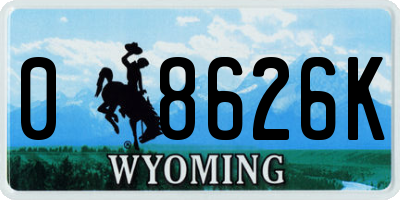 WY license plate 08626K