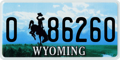 WY license plate 08626O