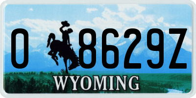 WY license plate 08629Z