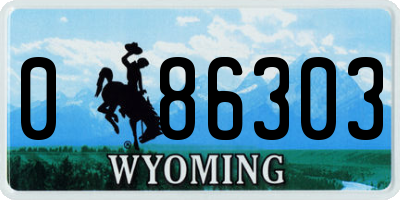 WY license plate 086303