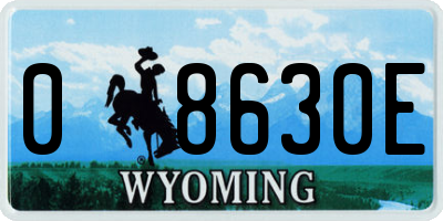 WY license plate 08630E