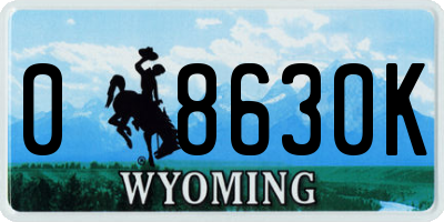 WY license plate 08630K