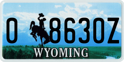 WY license plate 08630Z