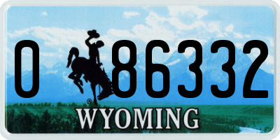 WY license plate 086332