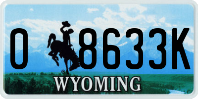 WY license plate 08633K