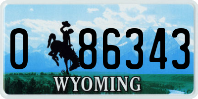 WY license plate 086343