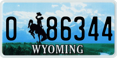 WY license plate 086344