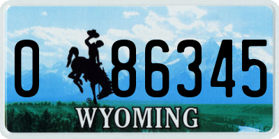 WY license plate 086345