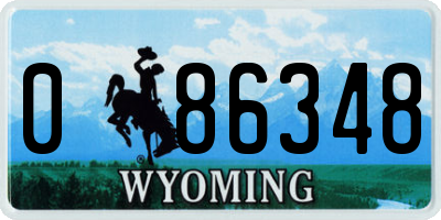 WY license plate 086348