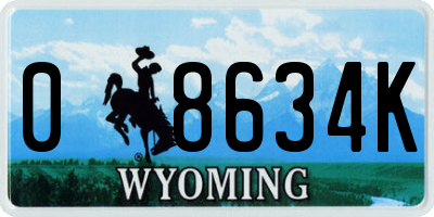 WY license plate 08634K
