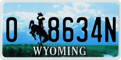 WY license plate 08634N