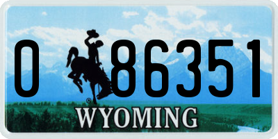 WY license plate 086351