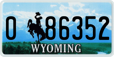 WY license plate 086352