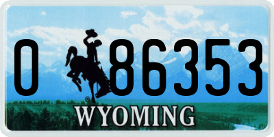 WY license plate 086353