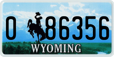 WY license plate 086356