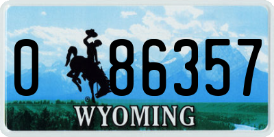 WY license plate 086357