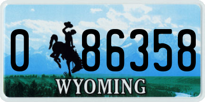 WY license plate 086358