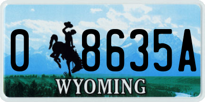 WY license plate 08635A