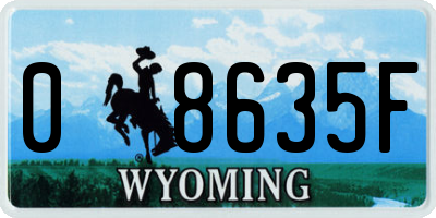 WY license plate 08635F