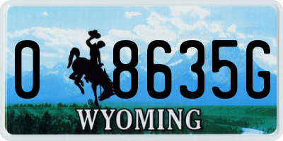 WY license plate 08635G