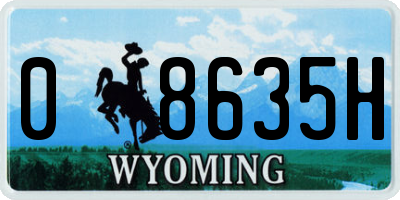 WY license plate 08635H