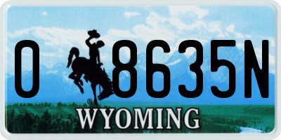 WY license plate 08635N
