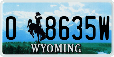 WY license plate 08635W