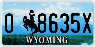 WY license plate 08635X