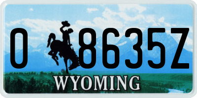 WY license plate 08635Z