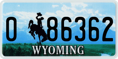 WY license plate 086362