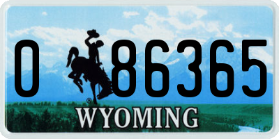 WY license plate 086365