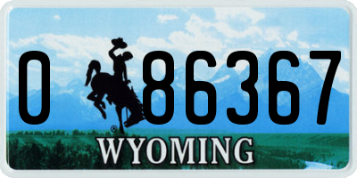 WY license plate 086367