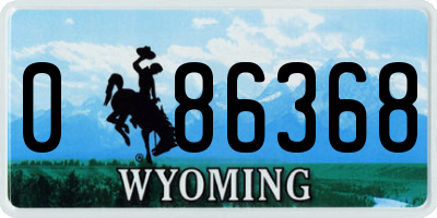 WY license plate 086368