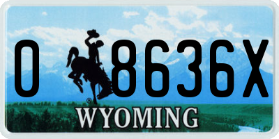 WY license plate 08636X