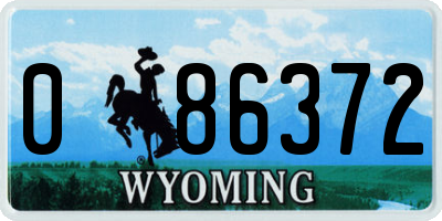 WY license plate 086372