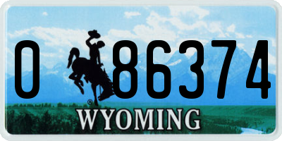 WY license plate 086374