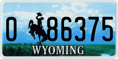 WY license plate 086375