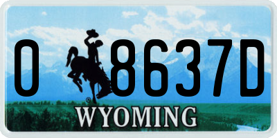 WY license plate 08637D
