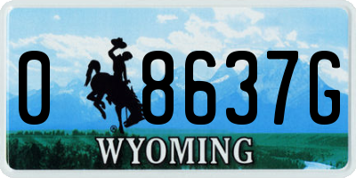 WY license plate 08637G