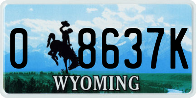 WY license plate 08637K