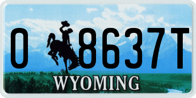 WY license plate 08637T