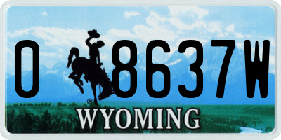 WY license plate 08637W