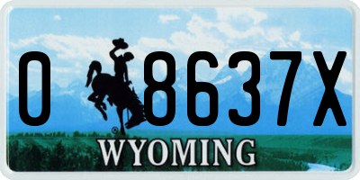 WY license plate 08637X