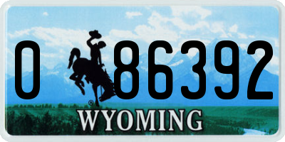 WY license plate 086392