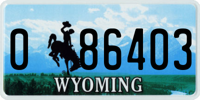 WY license plate 086403