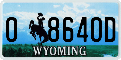 WY license plate 08640D