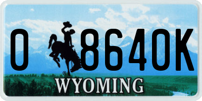 WY license plate 08640K