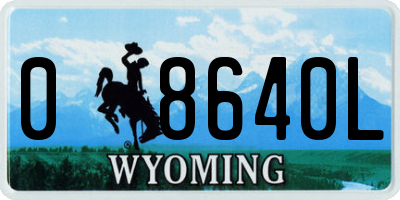 WY license plate 08640L