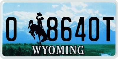 WY license plate 08640T