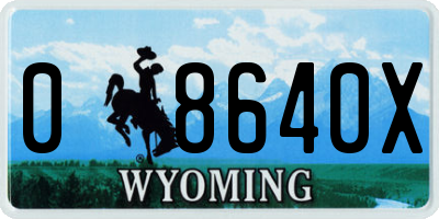 WY license plate 08640X
